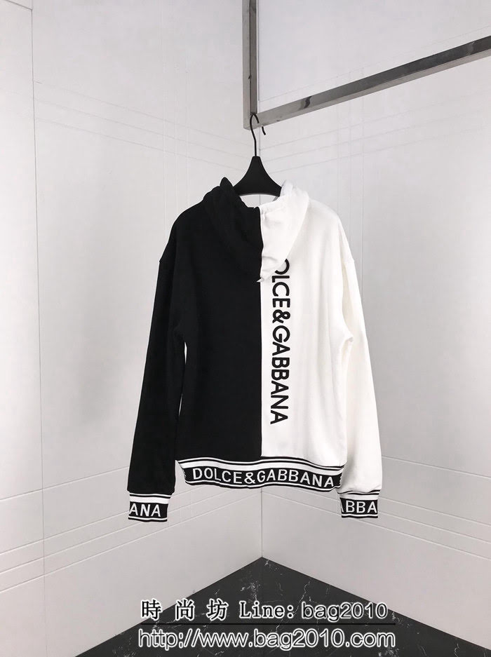 DＧ杜嘉班納 18AW 黑白拼接 字母立體刺繡 連帽衛衣 ins網紅款 ydi1323